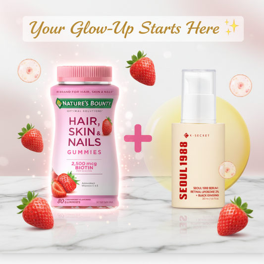 Combo Nature's Bounty Hair, Skin & Nails + Seoul 1988 Retinal Serum.
